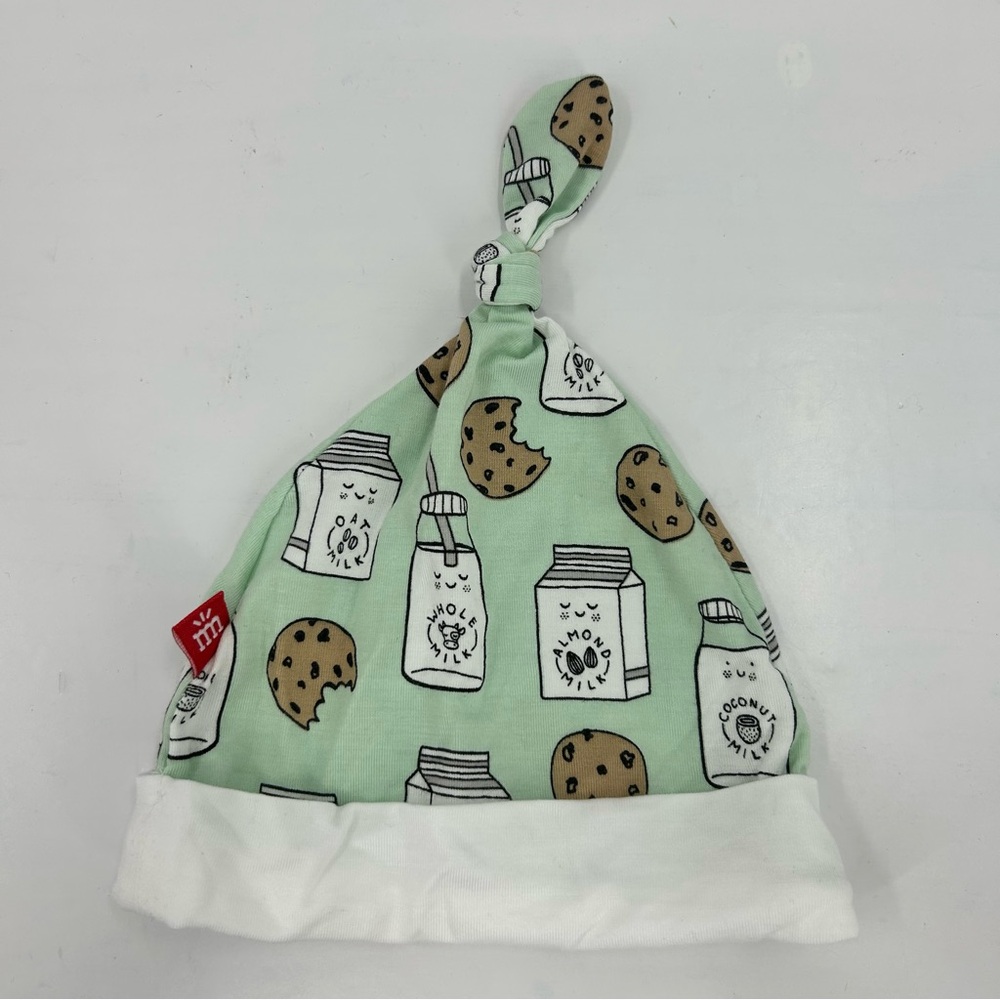Magnetic Me Legendairy Modal Mint Green Baby Hat with Milk and Cookie Print